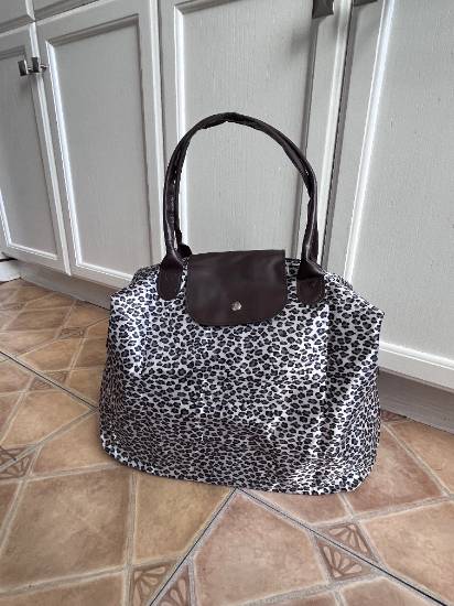 Black & White Animal Print Folding Bag